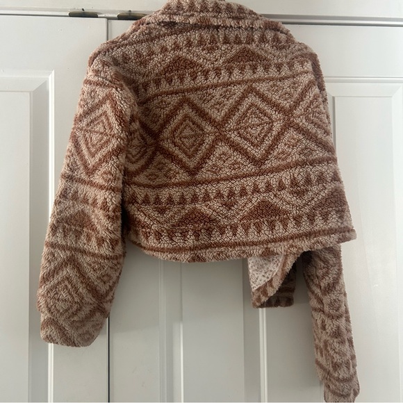 Pink Rose Tan Patterned Teddy Jacket - Picture 5 of 5